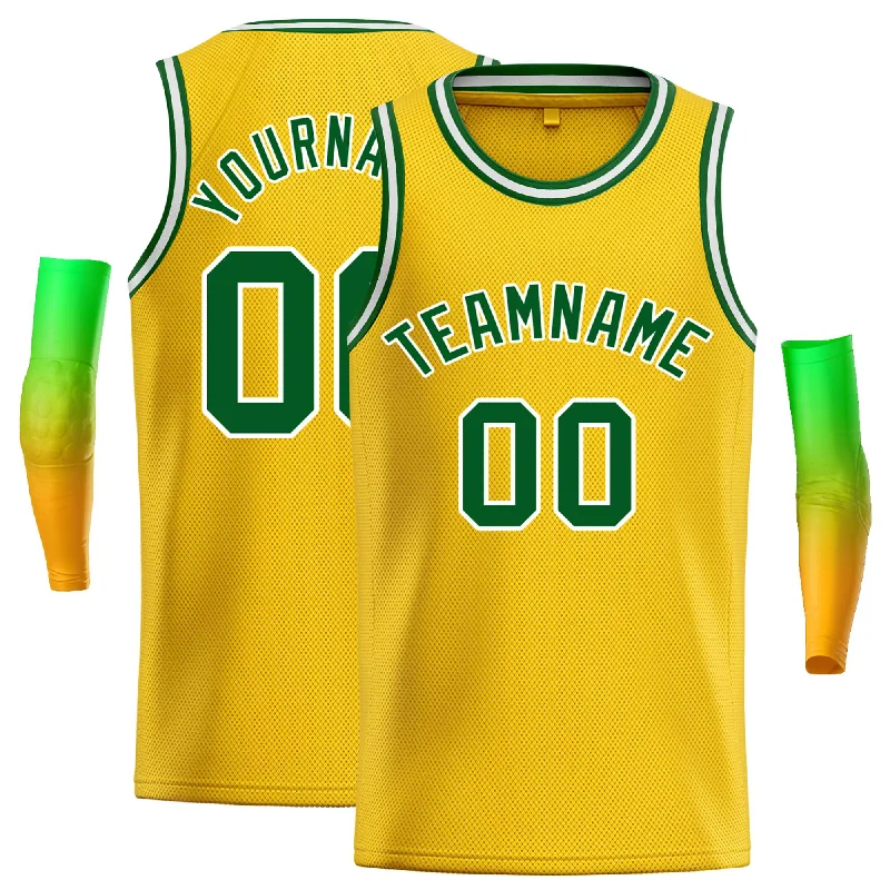 Basketball Jersey for All-Day Comfort and Play-Custom Yellow Green-White Classic Tops Casual Basketball Jersey