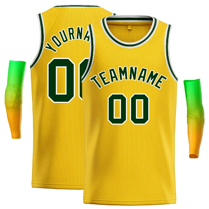 Basketball Jersey for Custom Names and Numbers-Custom Yellow Green-White Classic Tops Casual Basketball Jersey