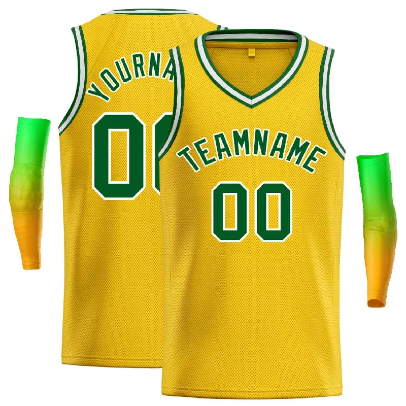 Basketball Jersey for Comfortable, Soft Fabric on the Court-Custom Yellow Green-White Classic Tops Men Casual Basketball Jersey