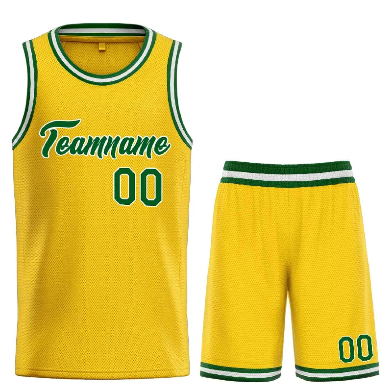 Basketball Jersey with Soft and Comfortable Fabric-Custom Yellow Green-White Heal Sports Uniform Classic Sets Basketball Jersey