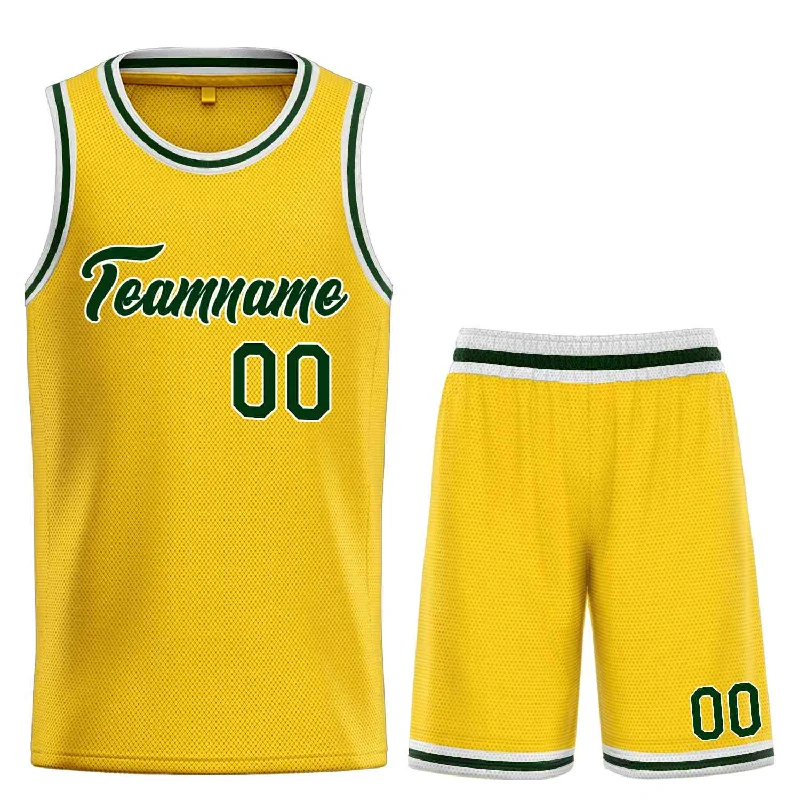 Basketball Jersey for Performance and Style-Custom Yellow Hunter Green-White Heal Sports Uniform Classic Sets Basketball Jersey