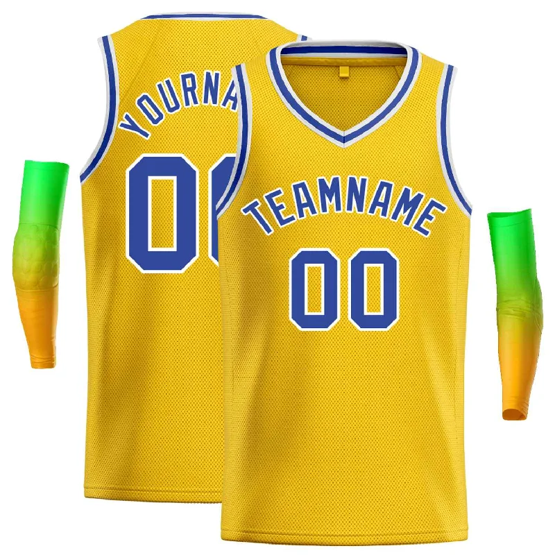 Basketball Jersey for Support and Comfort During Play-Custom Yellow Light Blue-White Classic Tops Men Casual Basketball Jersey