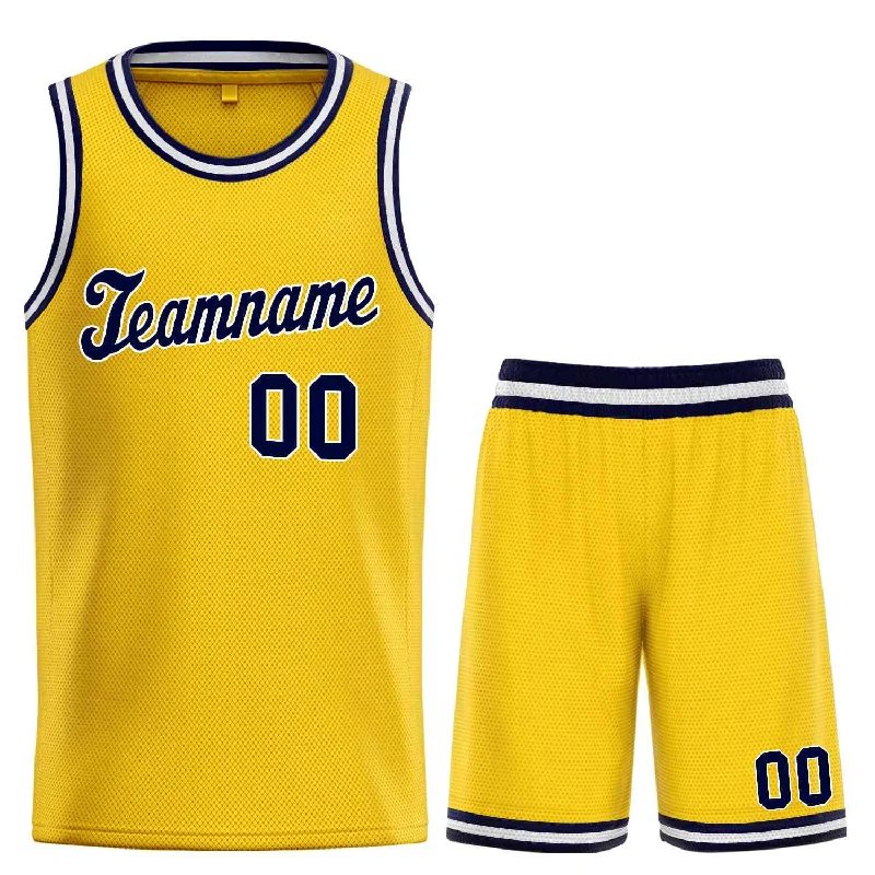 High-Quality Basketball Jersey for Performance-Custom Yellow Navy-White Classic Sets Sports Uniform Basketball Jersey