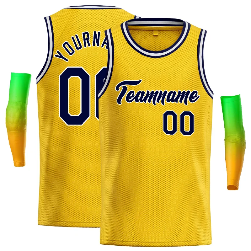 Basketball Jersey for Professional Quality and Comfort-Custom Yellow Navy-White Classic Tops Casual Basketball Jersey