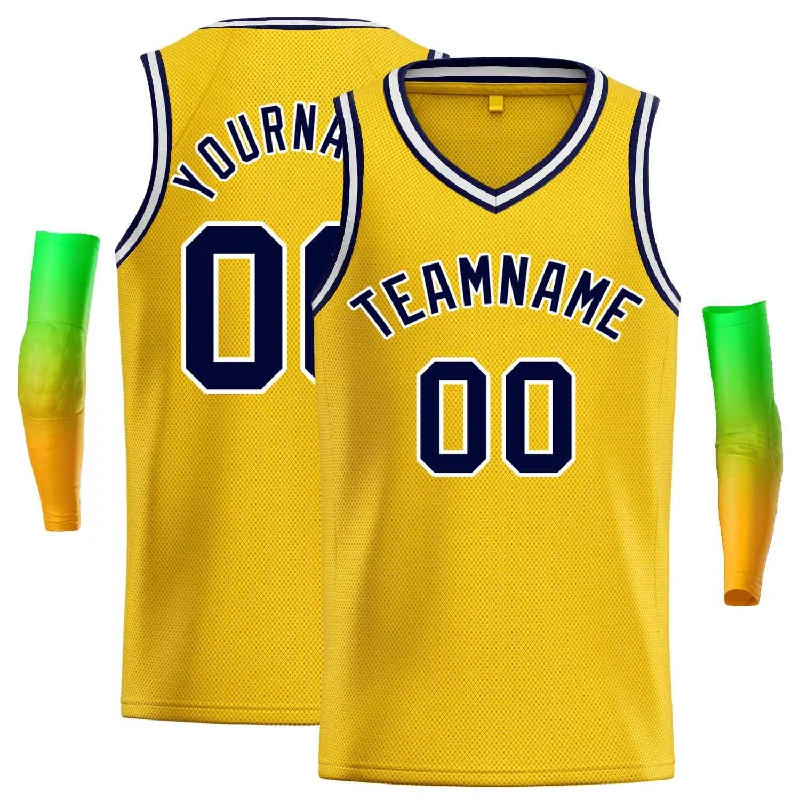 Basketball Jersey for Maximum Comfort During Intense Games-Custom Yellow Navy-White Classic Tops Men Casual Basketball Jersey