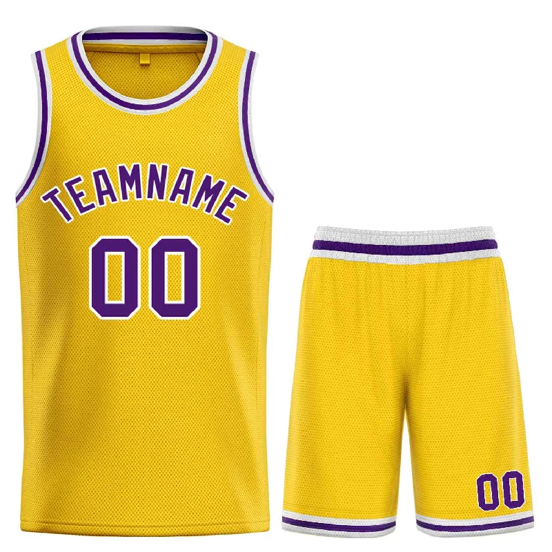 Basketball Jersey for Maximum Durability-Custom Yellow Purple-White Bull Classic Sets Basketball Jersey