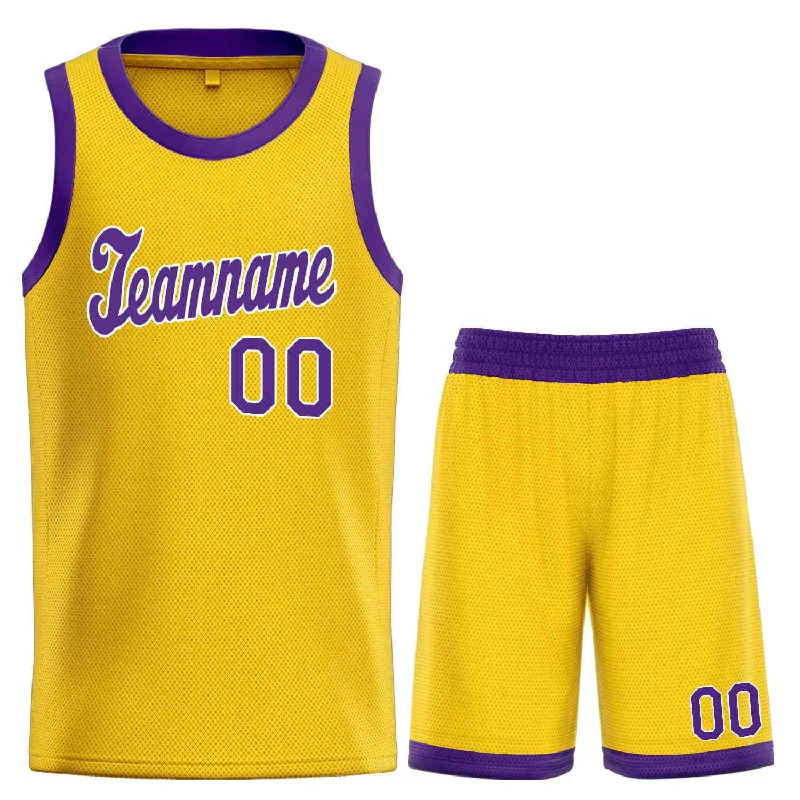 Basketball Jersey for Lightweight Play-Custom Yellow Purple-White Classic Sets Sports Uniform Basketball Jersey