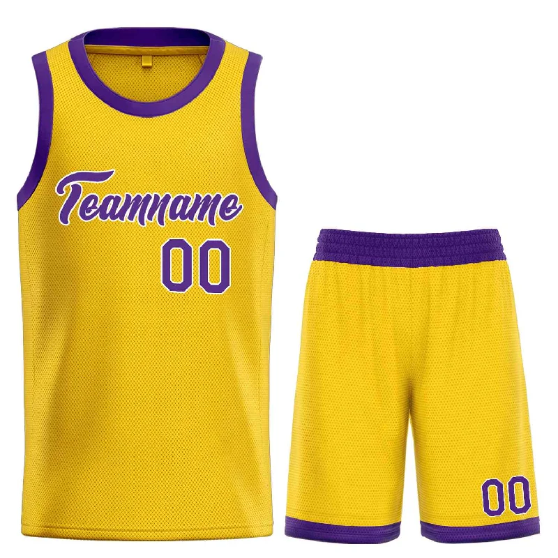 Basketball Jersey for Professional Performance-Custom Yellow Purple-White Heal Sports Uniform Classic Sets Basketball Jersey