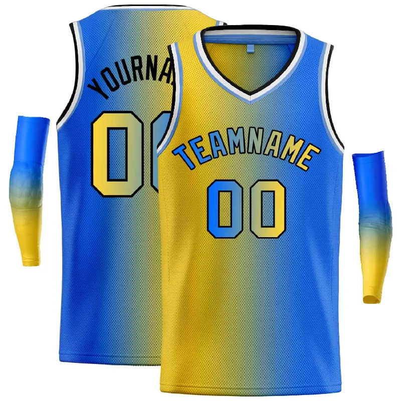 Basketball Jersey for Game Day Performance-Custom Yellow Royal-Black Gradient Fashion Tops Basketball Jersey