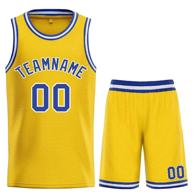 Basketball Jersey for Customizable Team Uniforms-Custom Yellow Royal-White Bull Classic Sets Basketball Jersey