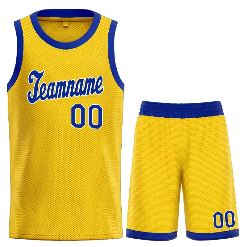 Basketball Jersey for Breathable Fabric-Custom Yellow Royal-White Classic Sets Sports Uniform Basketball Jersey