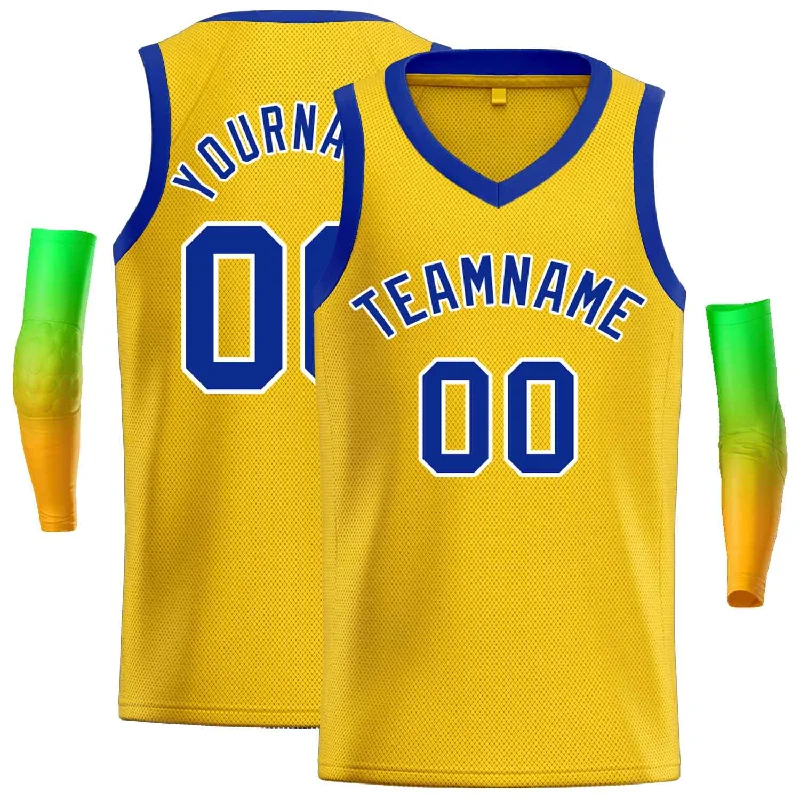 Basketball Jersey for Maximum Agility on the Court-Custom Yellow Royal-White Classic Tops Men Casual Basketball Jersey