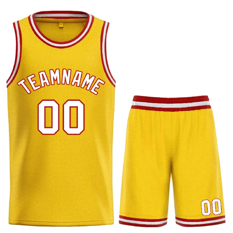 Basketball Jersey for Stylish and Functional Design-Custom Yellow White-Red Bull Classic Sets Basketball Jersey