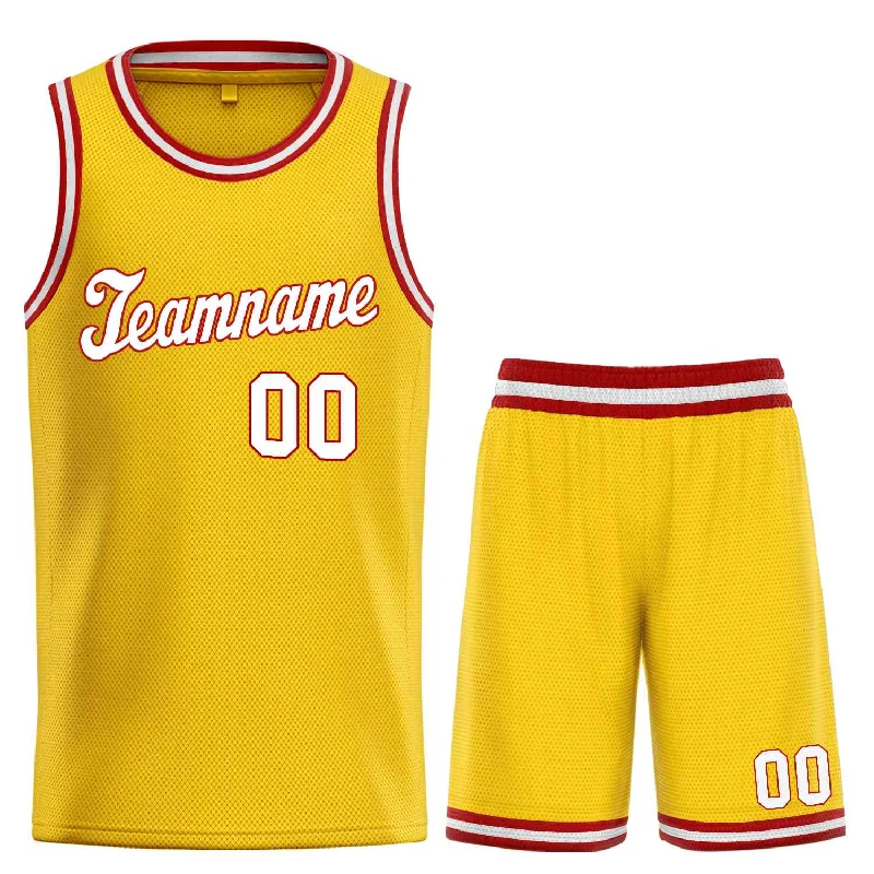 Basketball Jersey for Comfortable Fit in Every Game-Custom Yellow White-Red Classic Sets Sports Uniform Basketball Jersey