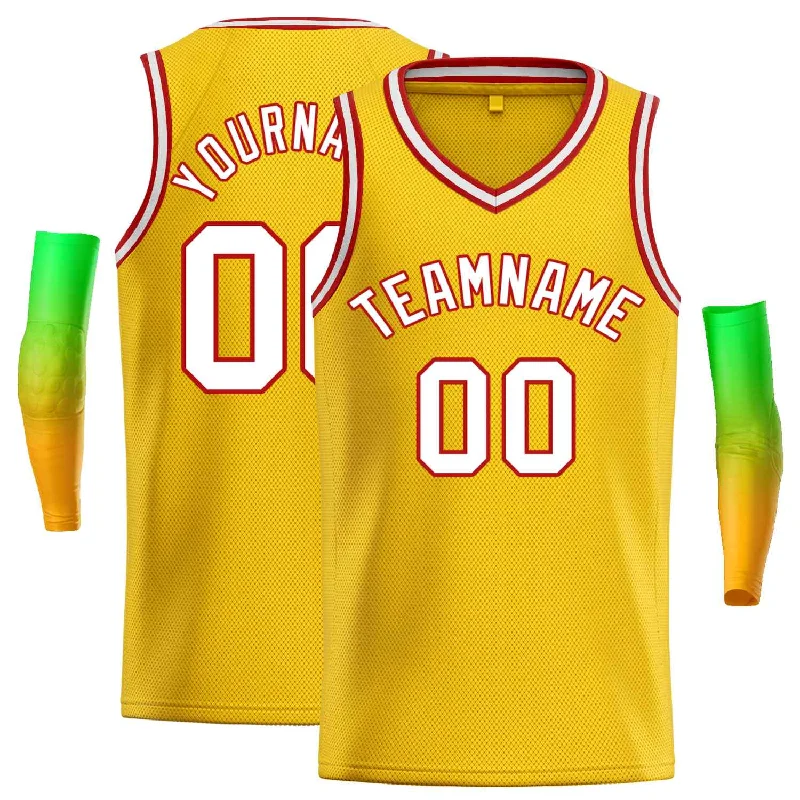 Basketball Jersey for Warm-Weather Game-Day Performance-Custom Yellow White-Red Classic Tops Men Casual Basketball Jersey