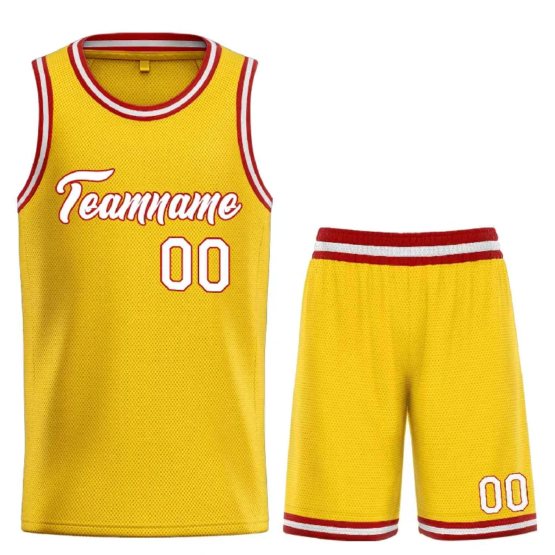 Basketball Jersey for Maximum Range of Motion-Custom Yellow White-Red Heal Sports Uniform Classic Sets Basketball Jersey