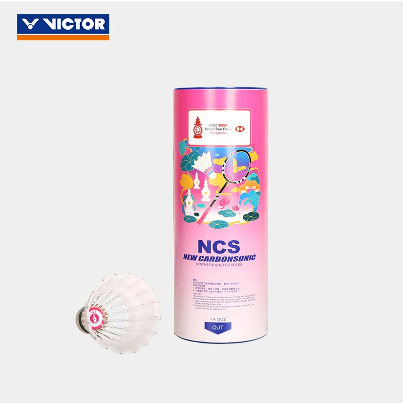 Shuttlecock for Stable, Reliable Flight in Any Conditions-Victor NCS Artificial Shuttlecocks CarbonSonic WT24 One Tube (3pcs) World Tour Final 24 Limited Edition