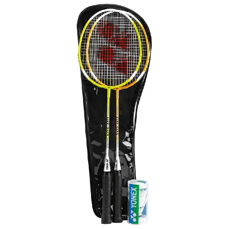 Feathered Shuttlecock for Long-Lasting Use-Yonex 2 Player Badminton Set With Two Shuttlecocks GR-505(set)