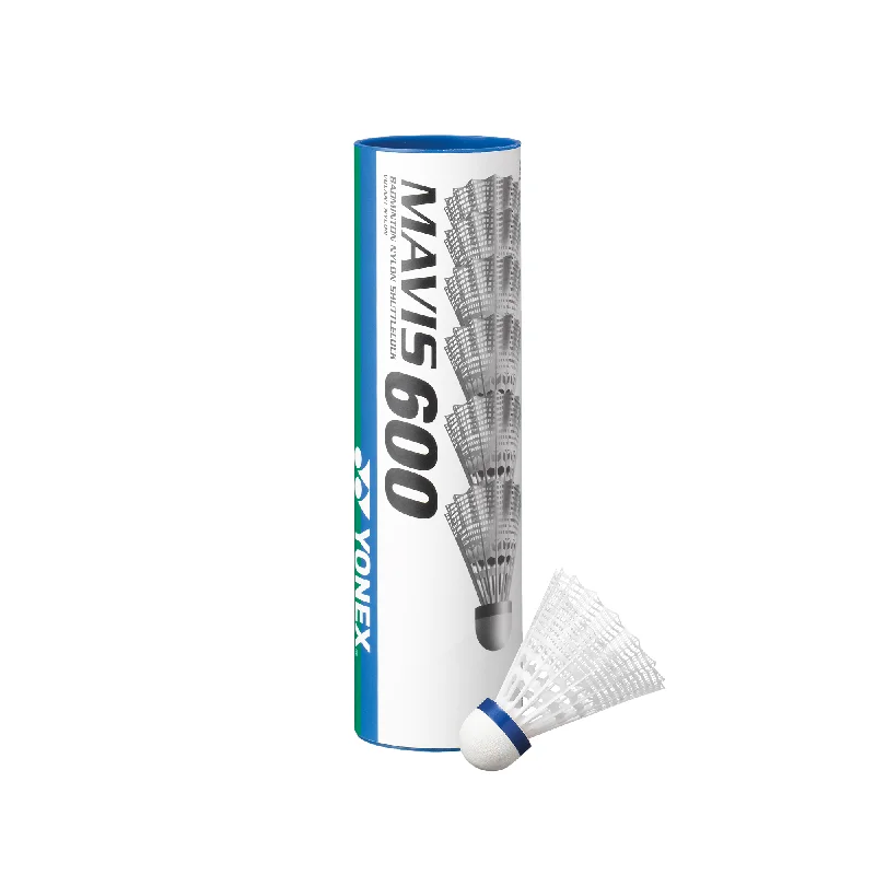 Feathered Shuttlecock for Indoor and Outdoor Play-Yonex Mavis 600 Nylon Shuttlecocks White